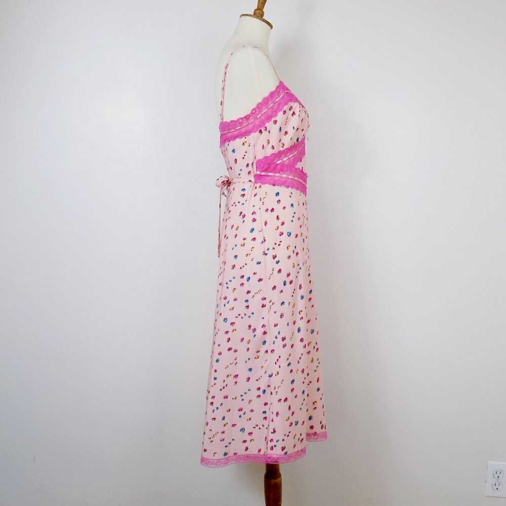 new with tags betsey johnson pink coral floral print lace slip dress sexy summer - Picture 5 of 8